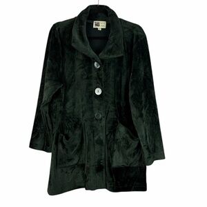 Habitat Casual Retro Button Front Faux Fur Teddy Jacket Large Forest Green